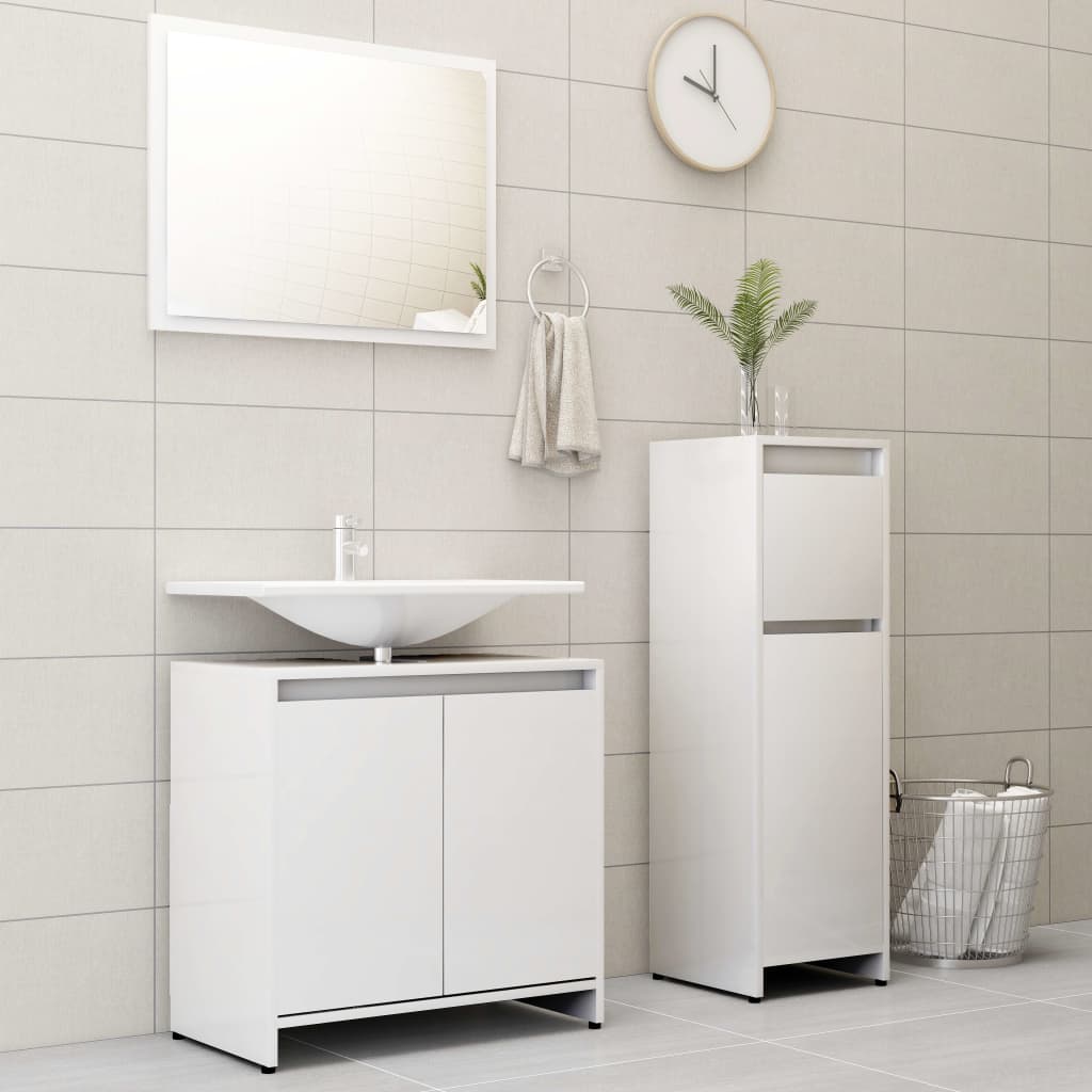3 Piece Bathroom Furniture Set Engineered Wood