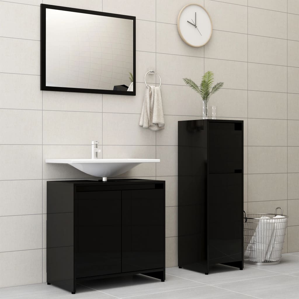 3 Piece Bathroom Furniture Set Engineered Wood