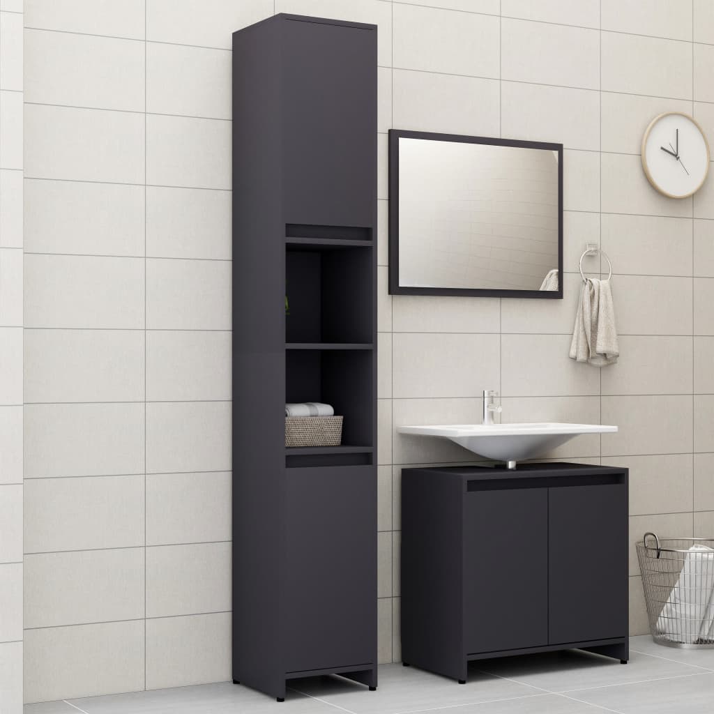 3 Piece Bathroom Furniture Set Engineered Wood