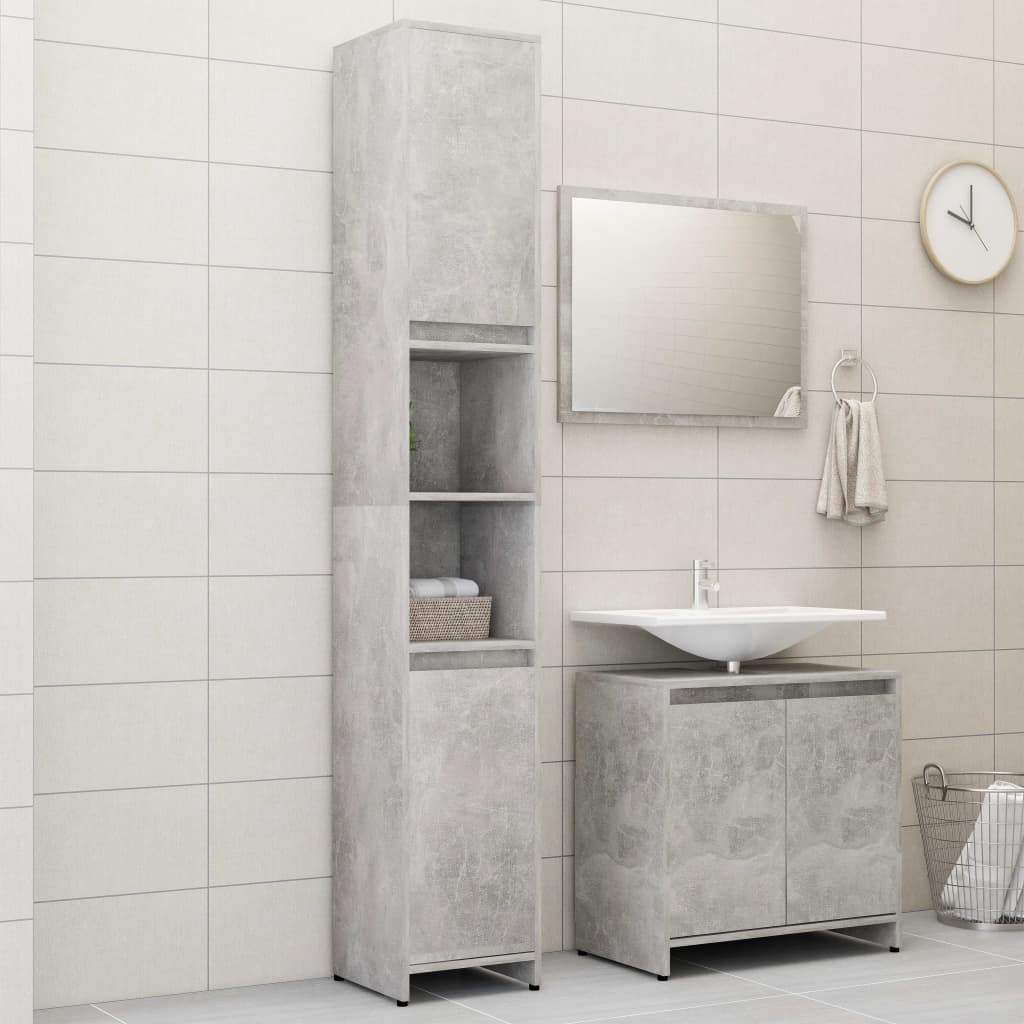 3 Piece Bathroom Furniture Set Engineered Wood