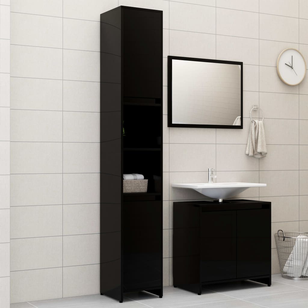 3 Piece Bathroom Furniture Set Engineered Wood