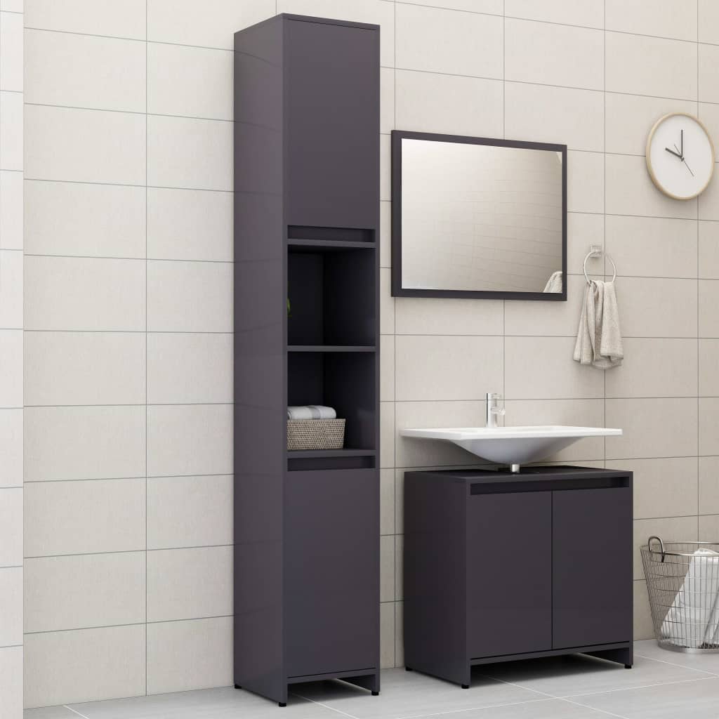 3 Piece Bathroom Furniture Set Engineered Wood