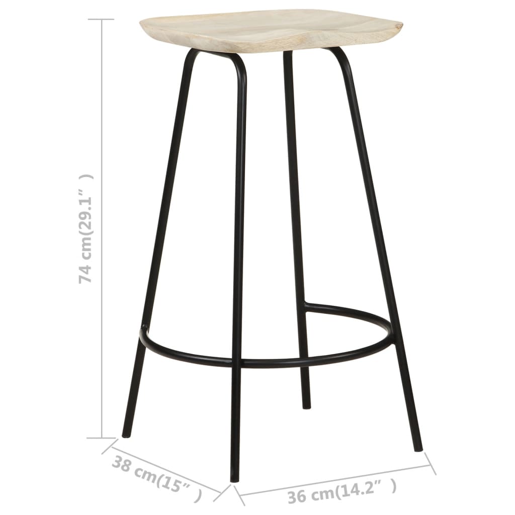 Bar Stools 4 Pcs Solid Mango Wood
