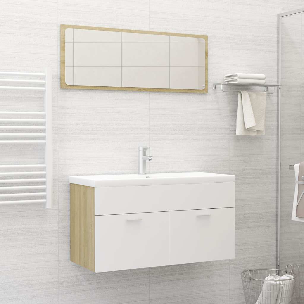 Bathroom Cabinet With Mirror Engineered Wood