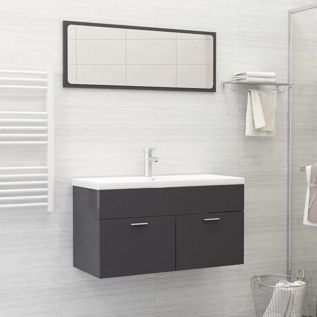 Bathroom Cabinet With Mirror Engineered Wood