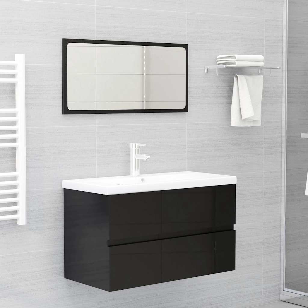 2 Piece Bathroom Furniture Set Engineered Wood