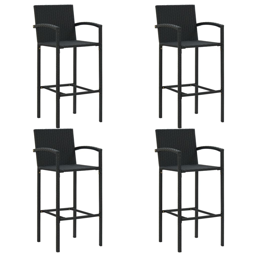5 Piece Outdoor Bar Set With Armrest Poly Rattan Black
