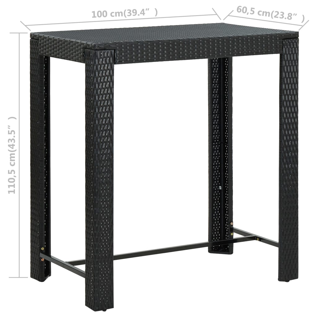 5 Piece Outdoor Bar Set With Armrest Poly Rattan Black