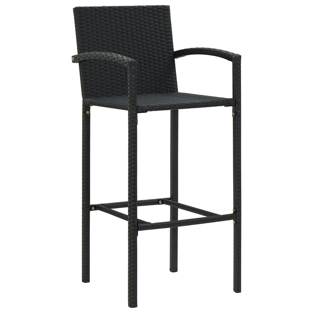 5 Piece Outdoor Bar Set With Armrest Poly Rattan Black
