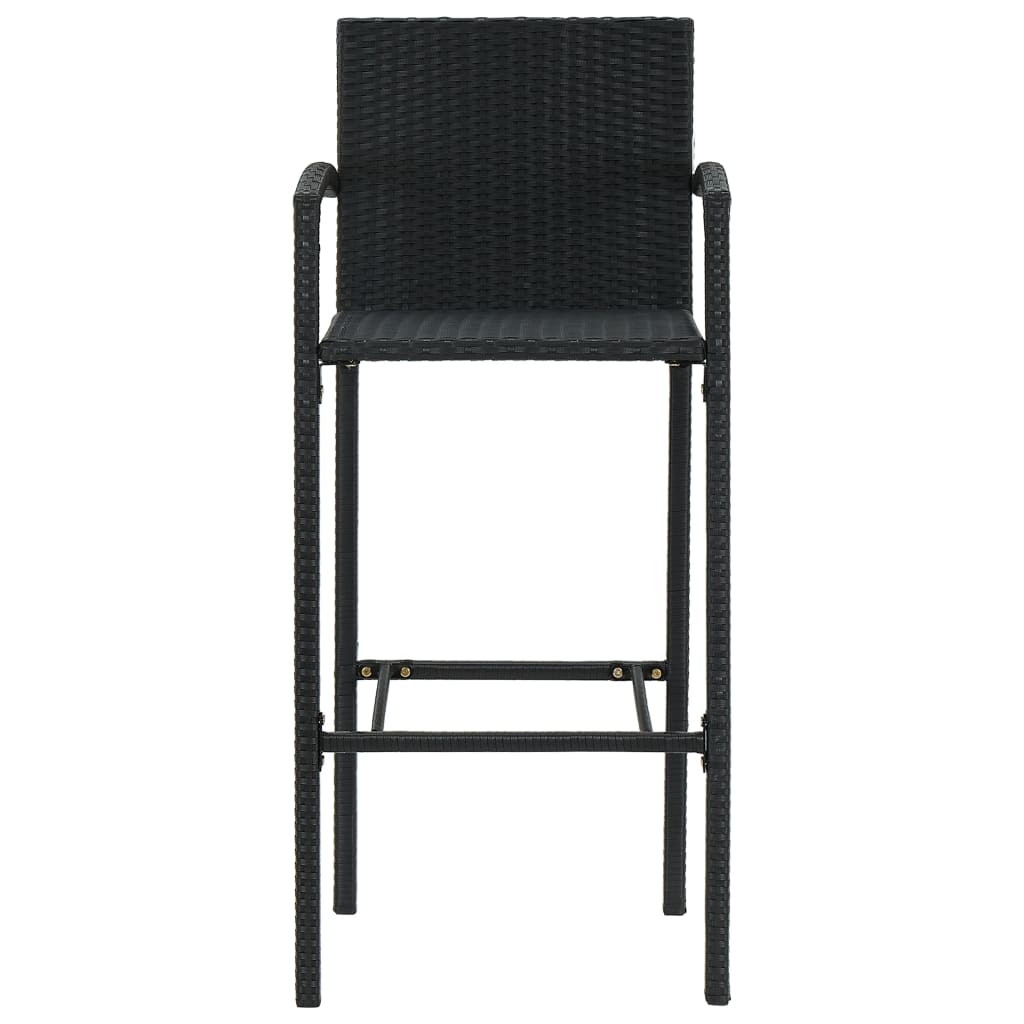 5 Piece Outdoor Bar Set With Armrest Poly Rattan Black