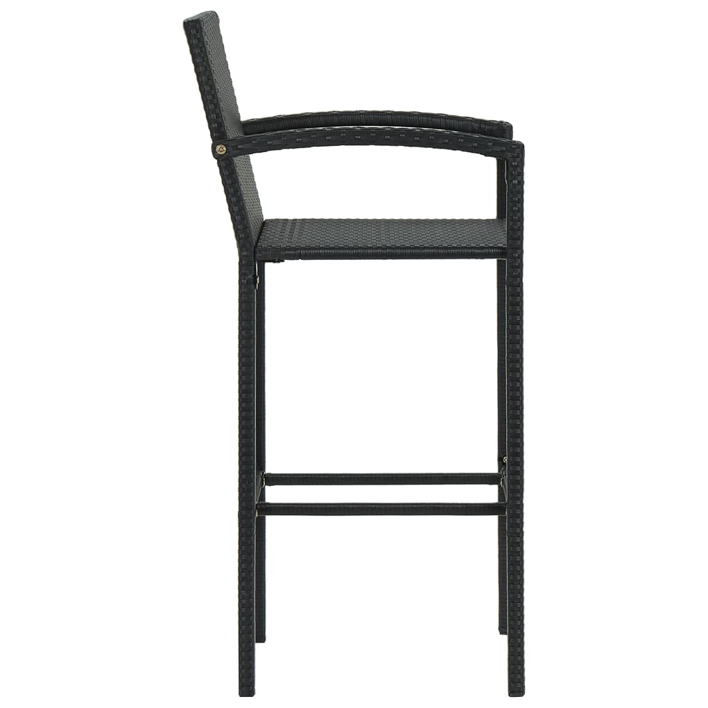 5 Piece Outdoor Bar Set With Armrest Poly Rattan Black