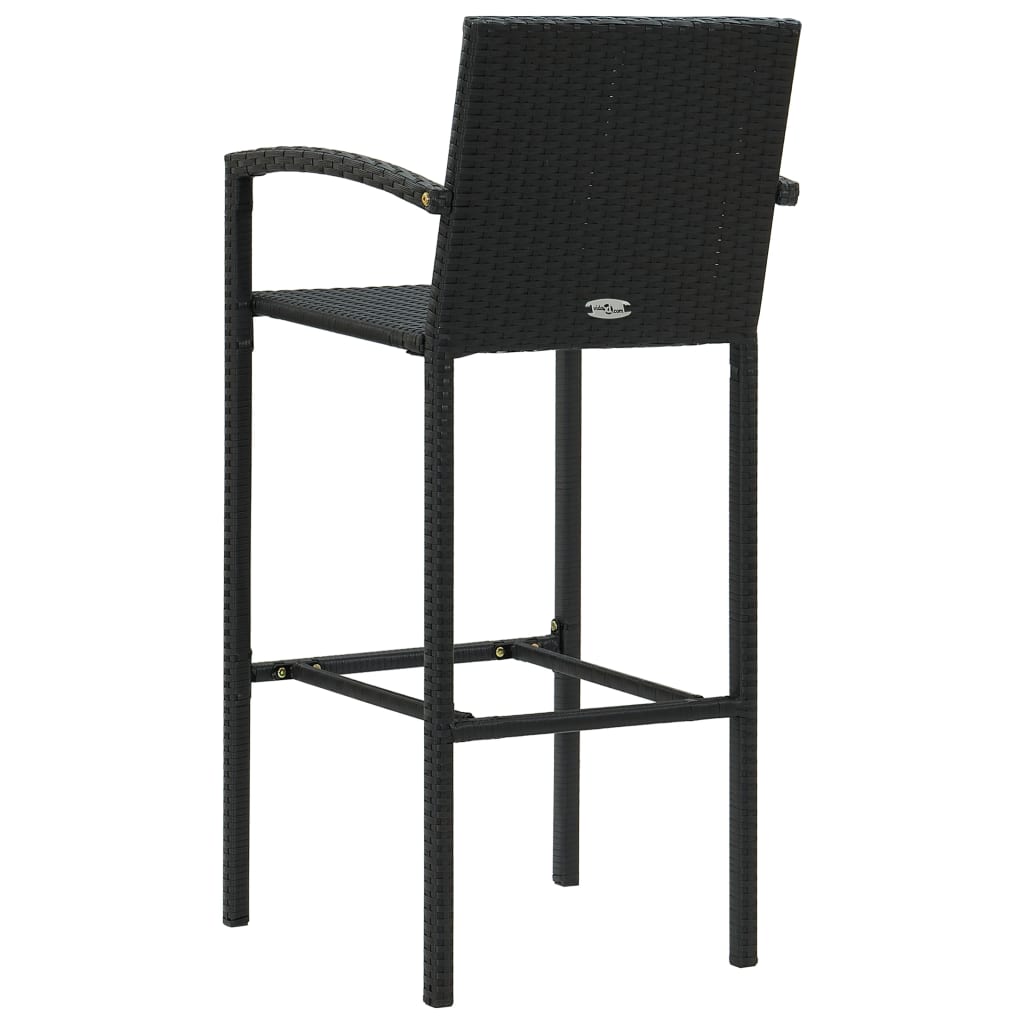 5 Piece Outdoor Bar Set With Armrest Poly Rattan Black