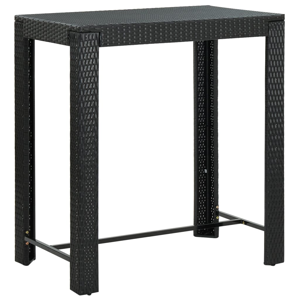 5 Piece Outdoor Bar Set With Armrest Poly Rattan Black