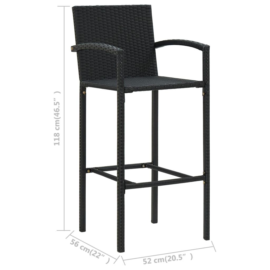 5 Piece Outdoor Bar Set With Armrest Poly Rattan Black
