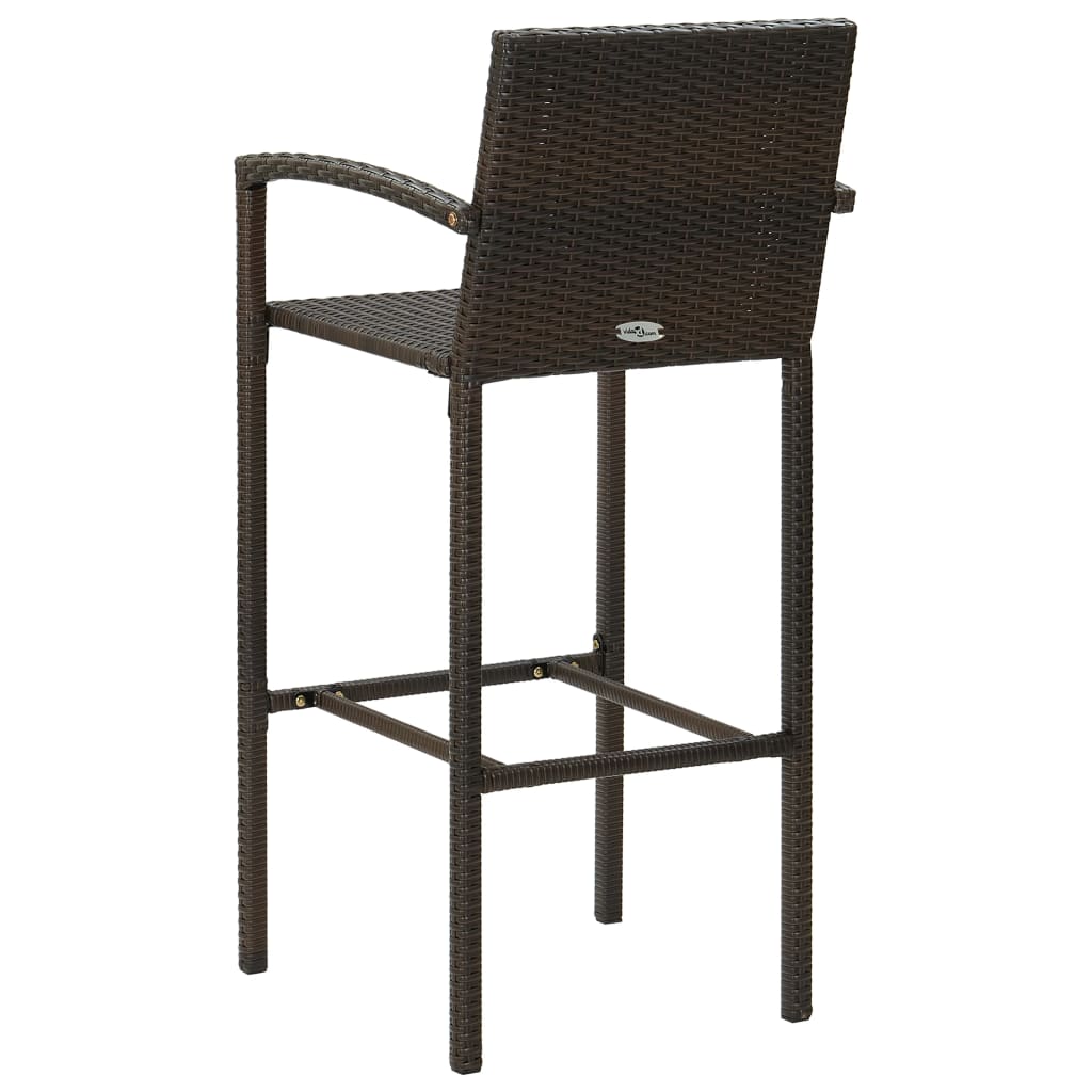 7 Piece Outdoor Bar Set With Armrest Poly Rattan Brown
