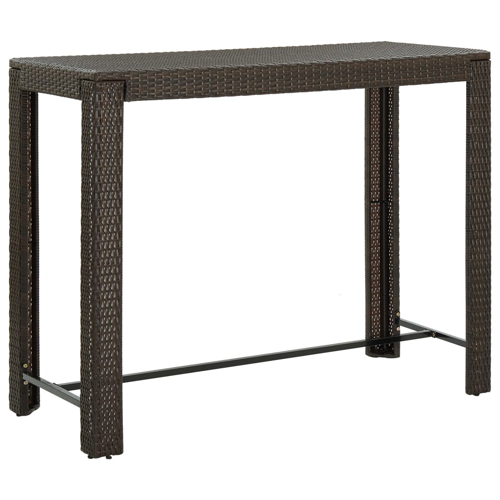 7 Piece Outdoor Bar Set With Armrest Poly Rattan Brown