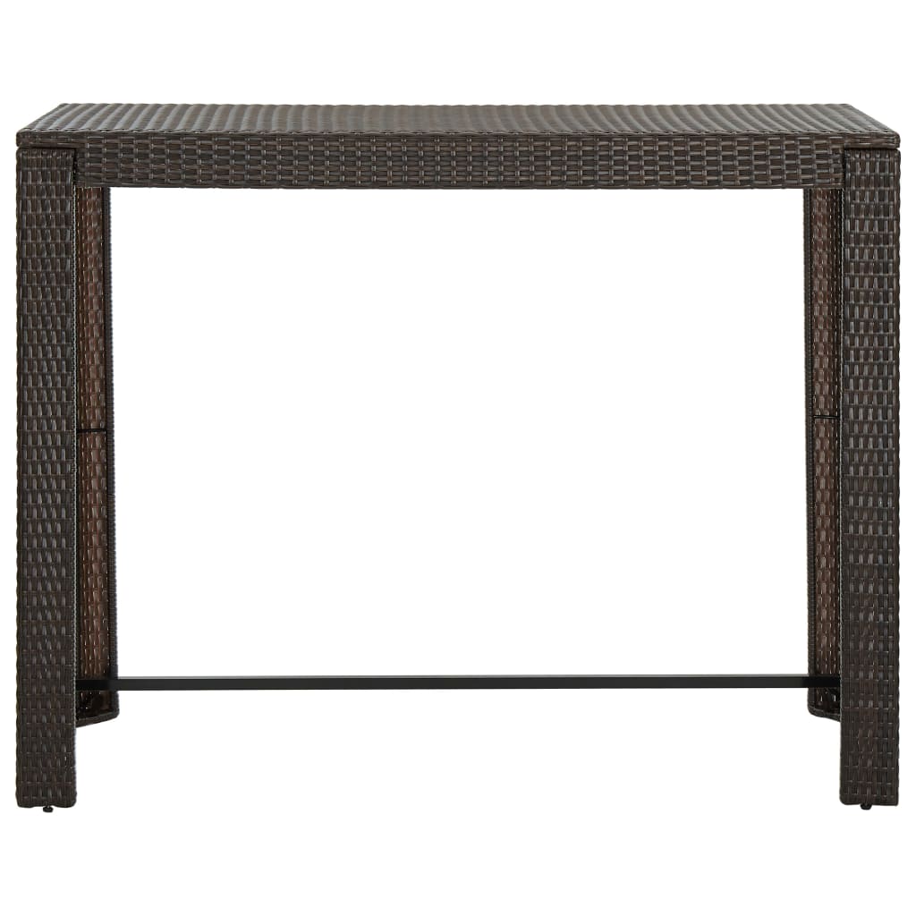 7 Piece Outdoor Bar Set With Armrest Poly Rattan Brown