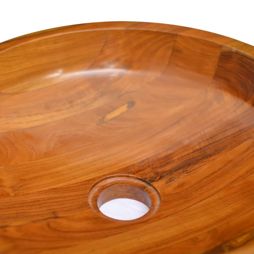 Basin Solid Teak Wood Φ40X10 Cm