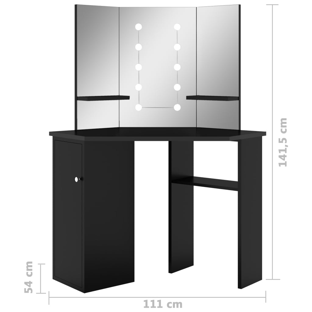 Corner Dressing Table With Led 111X54X141.5 Cm