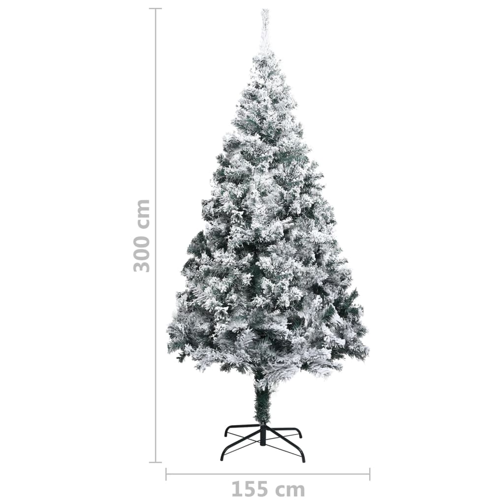 Artificial Christmas Tree With Flocked Snow Green 300 Cm Pvc
