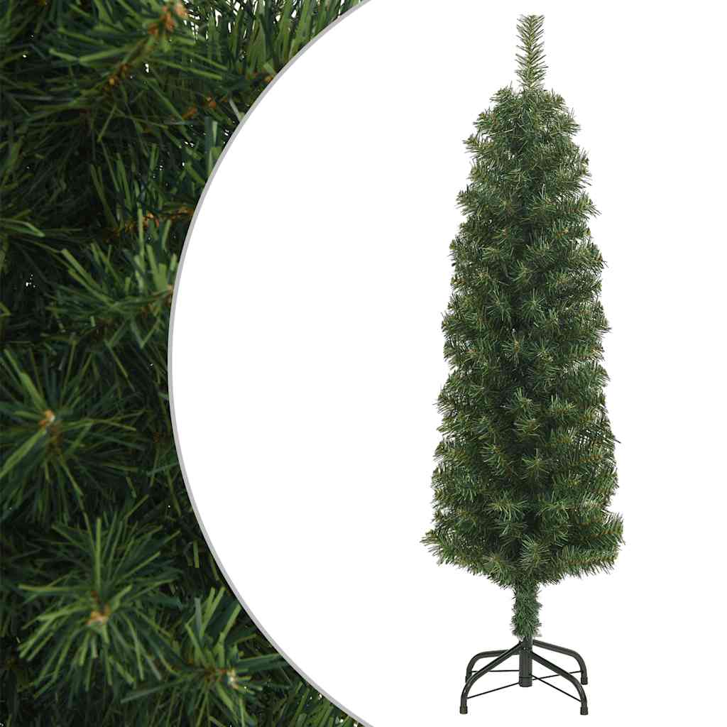 Slim Christmas Tree With Stand And Flocked Snow Pvc