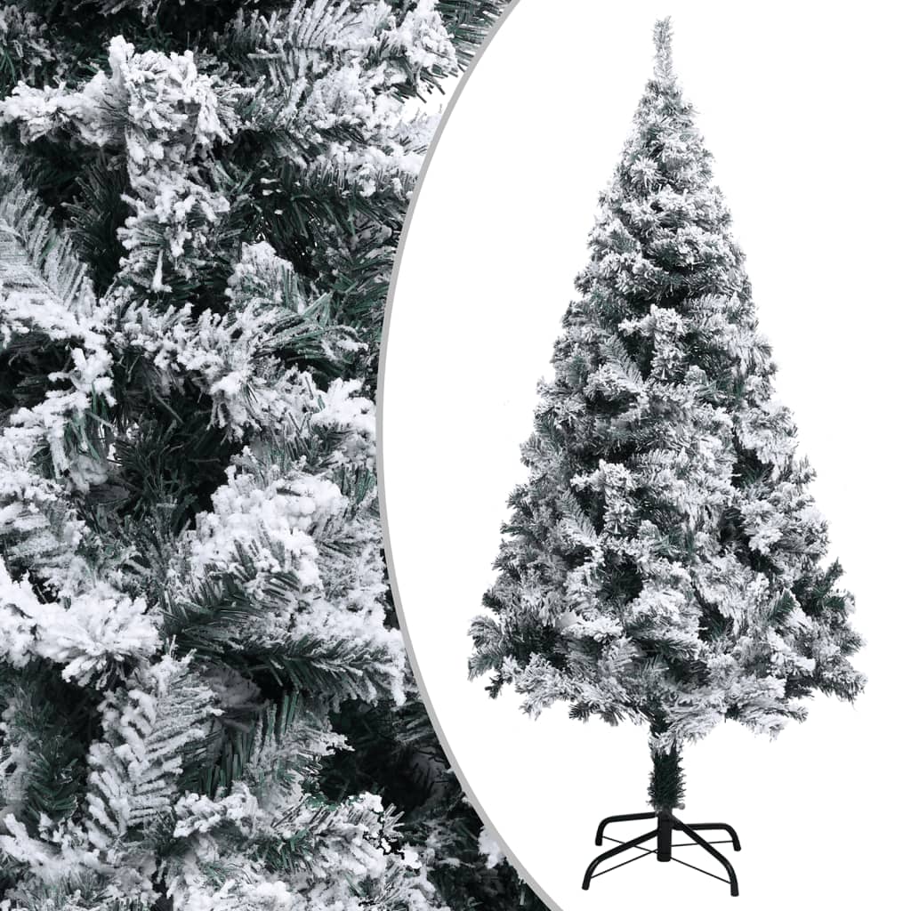 Artificial Christmas Tree With Flocked Snow Green 240 Cm Pvc