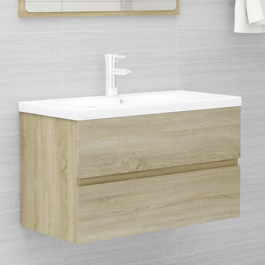 2 Piece Bathroom Furniture Set Engineered Wood