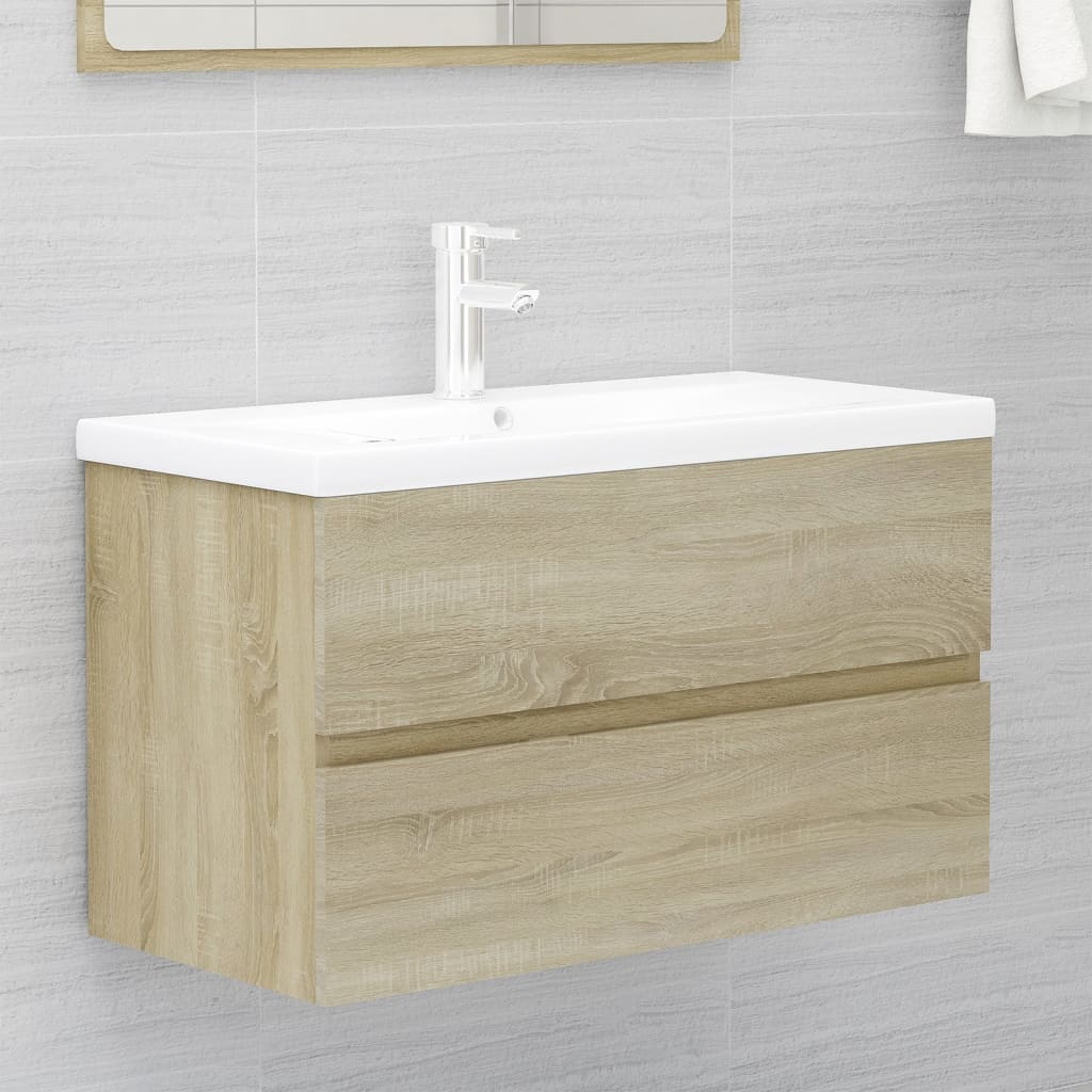 2 Piece Bathroom Furniture Set Engineered Wood