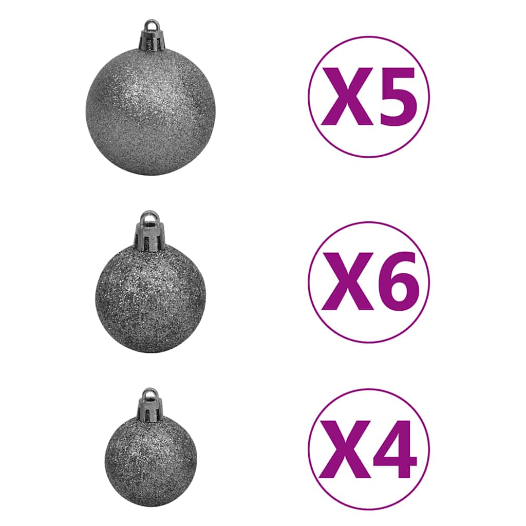 61 Piece Christmas Ball Set With Peak And 150 Leds White&Gey