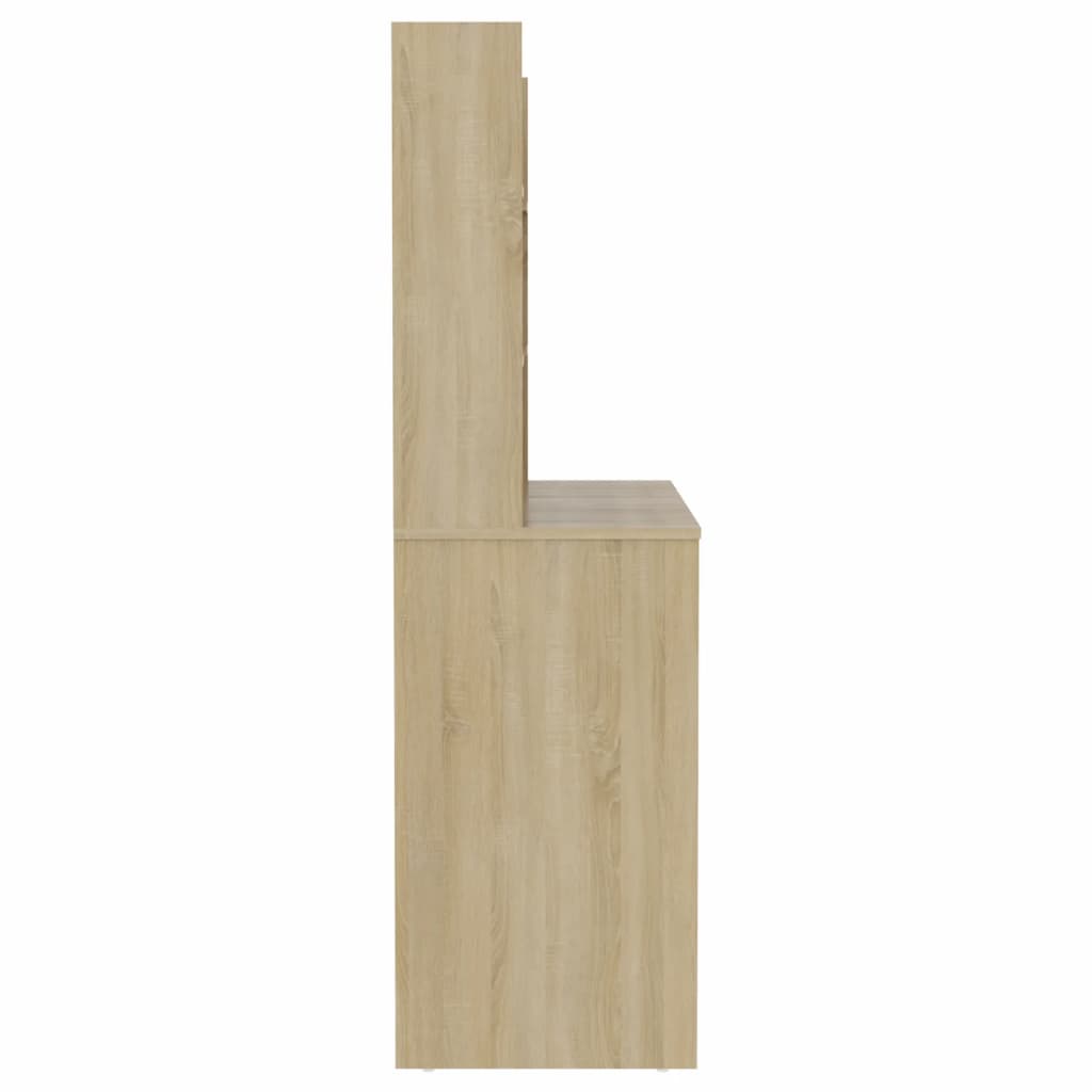 Makeup Table With Led Lights 100X40X135 Cm Mdf Oak