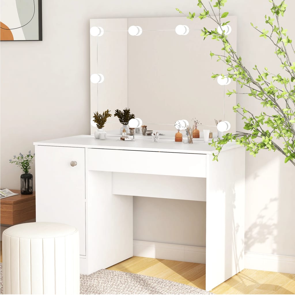 Makeup Table With Led Lights 110X55X145 Cm Mdf