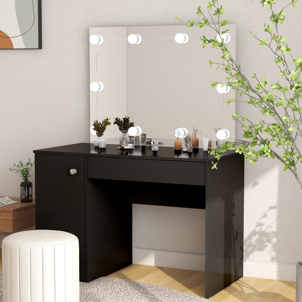 Makeup Table With Led Lights 110X55X145 Cm Mdf