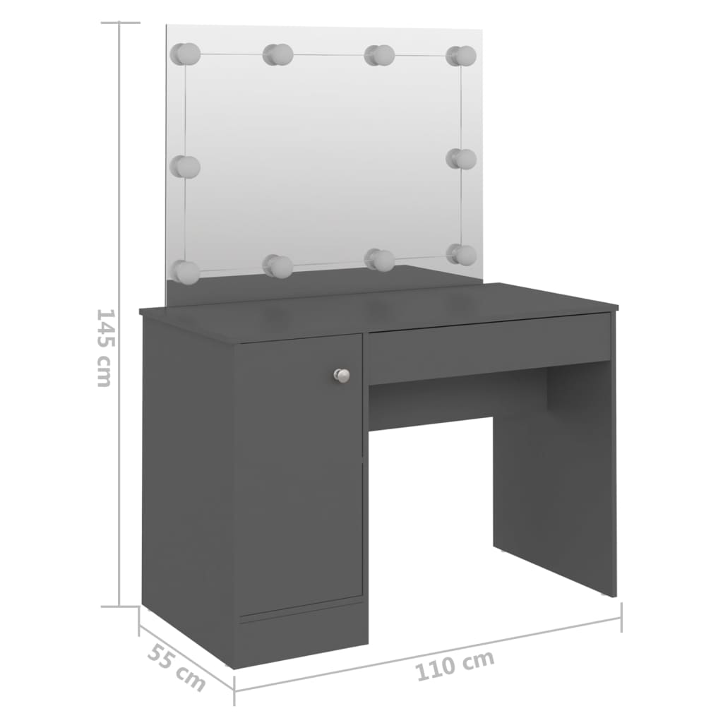 Makeup Table With Led Lights 110X55X145 Cm Mdf