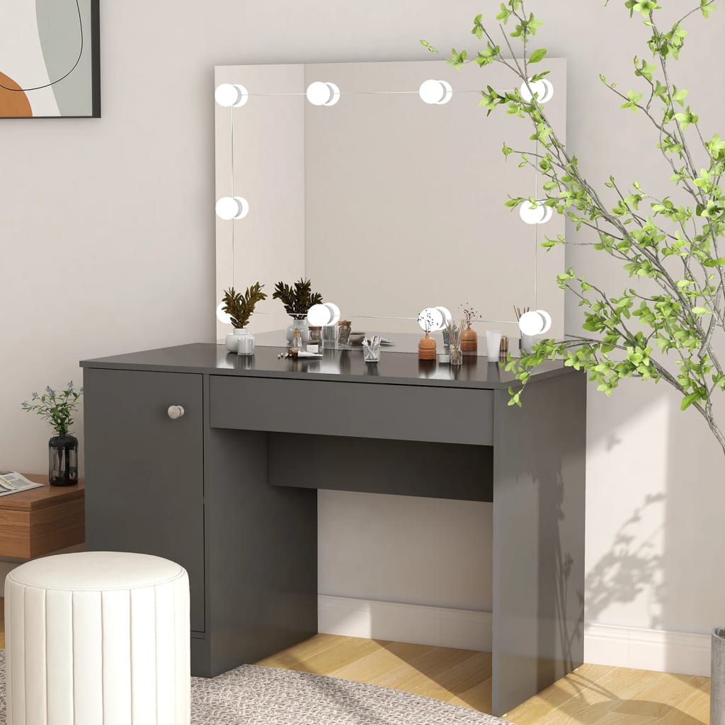 Makeup Table With Led Lights 110X55X145 Cm Mdf