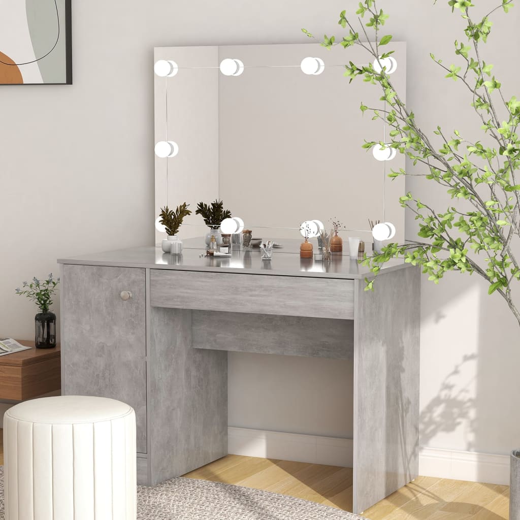 Makeup Table With Led Lights 110X55X145 Cm Mdf