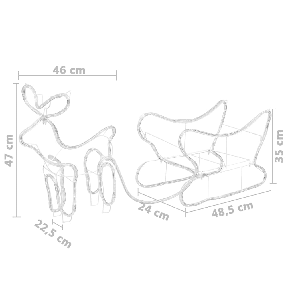 Reindeer And Sleigh Christmas Decoration Outdoor 252 Leds