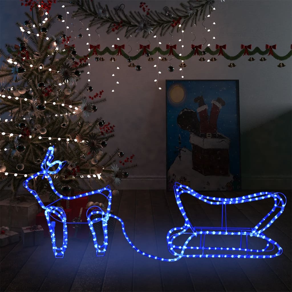 Reindeer And Sleigh Christmas Decoration Outdoor 252 Leds