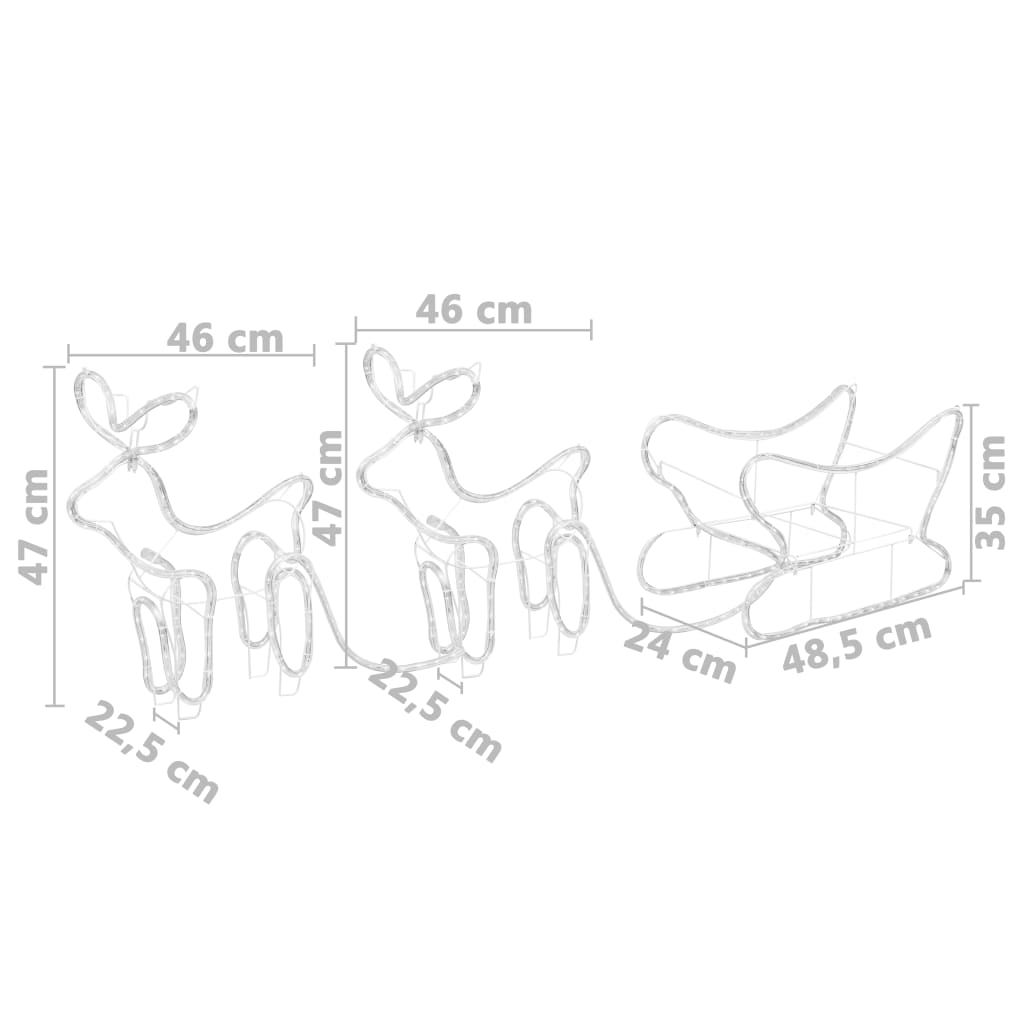Reindeer And Sleigh Christmas Decoration Outdoor 576 Leds