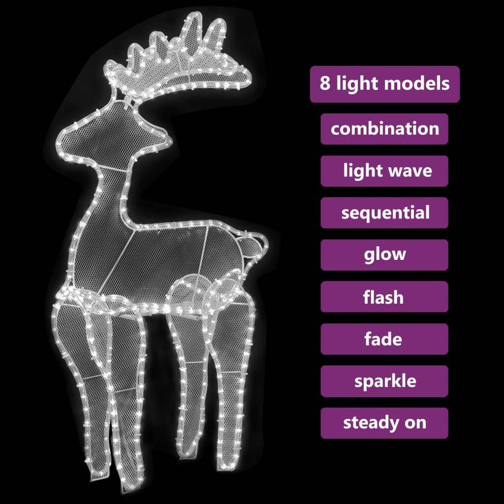 Reindeer Christmas Decoration With Mesh 306 Leds 60X24X89Cm