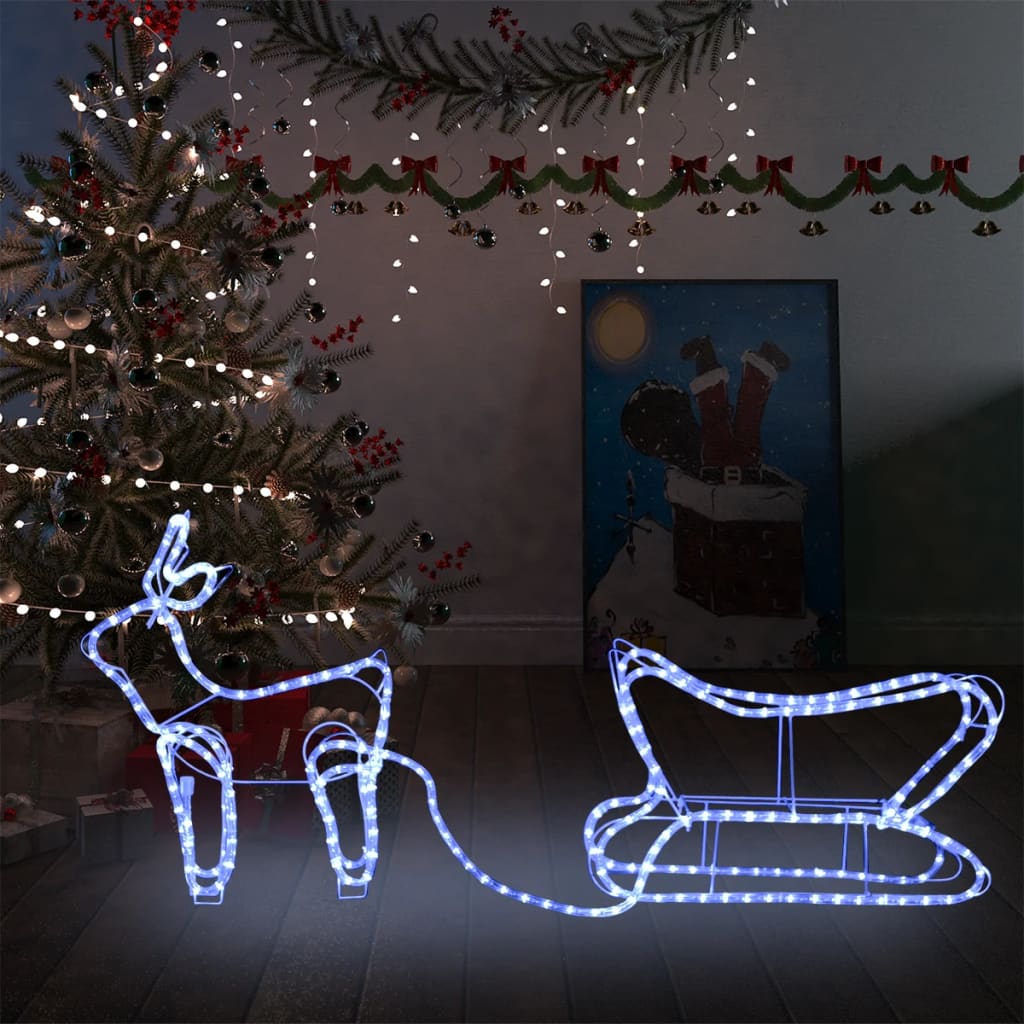 Reindeer And Sleigh Christmas Decoration Outdoor 252 Leds