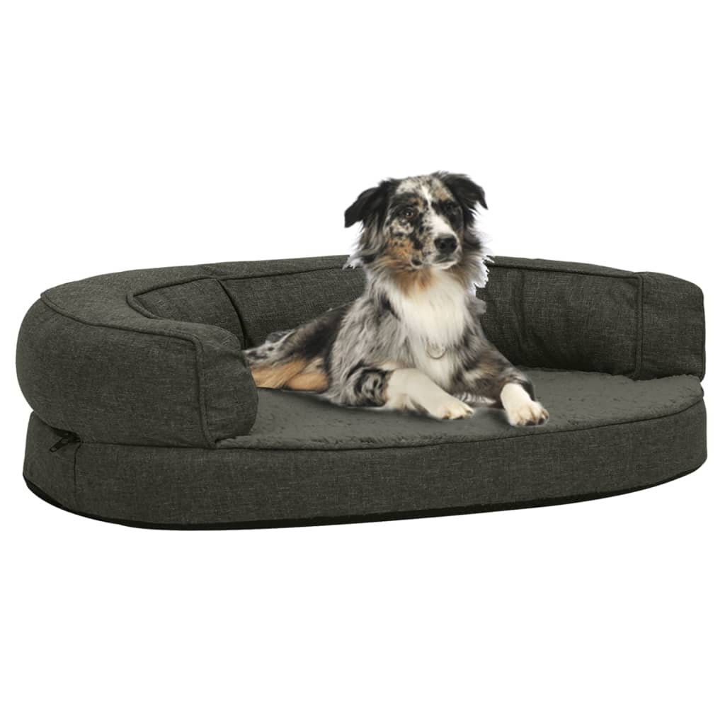 Ergonomic Dog Bed Mattress Linen Look Fleece