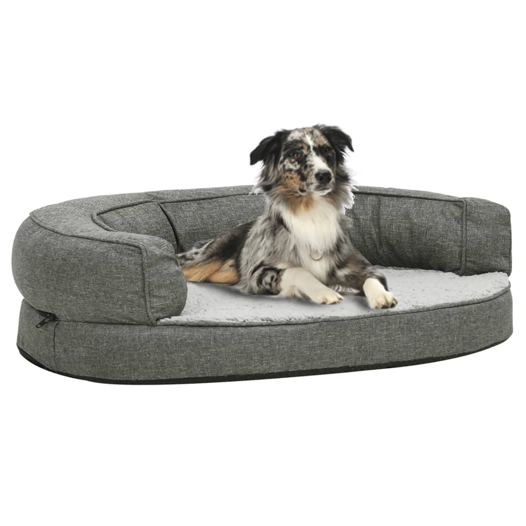Ergonomic Dog Bed Mattress Linen Look Fleece