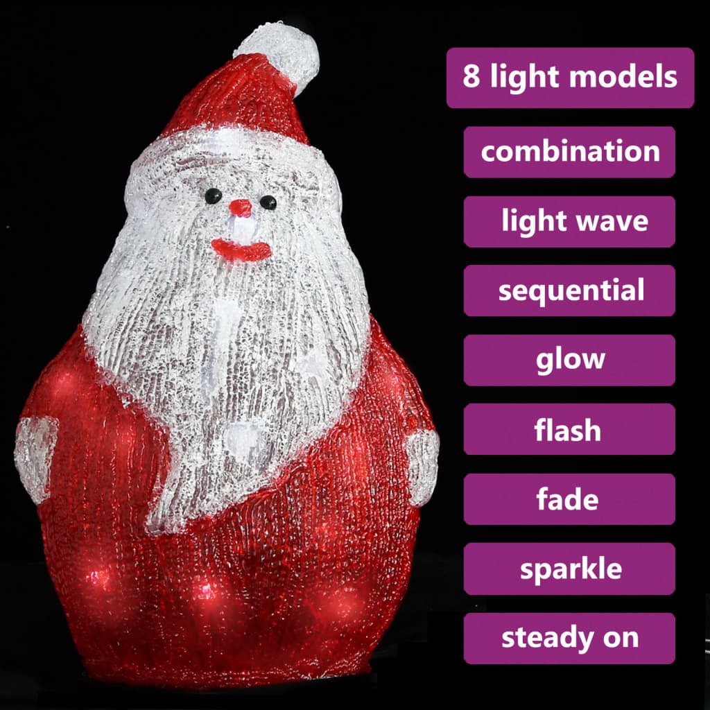 Led Christmas Acrylic Santa Figure Indoor And Outdoor 28Cm