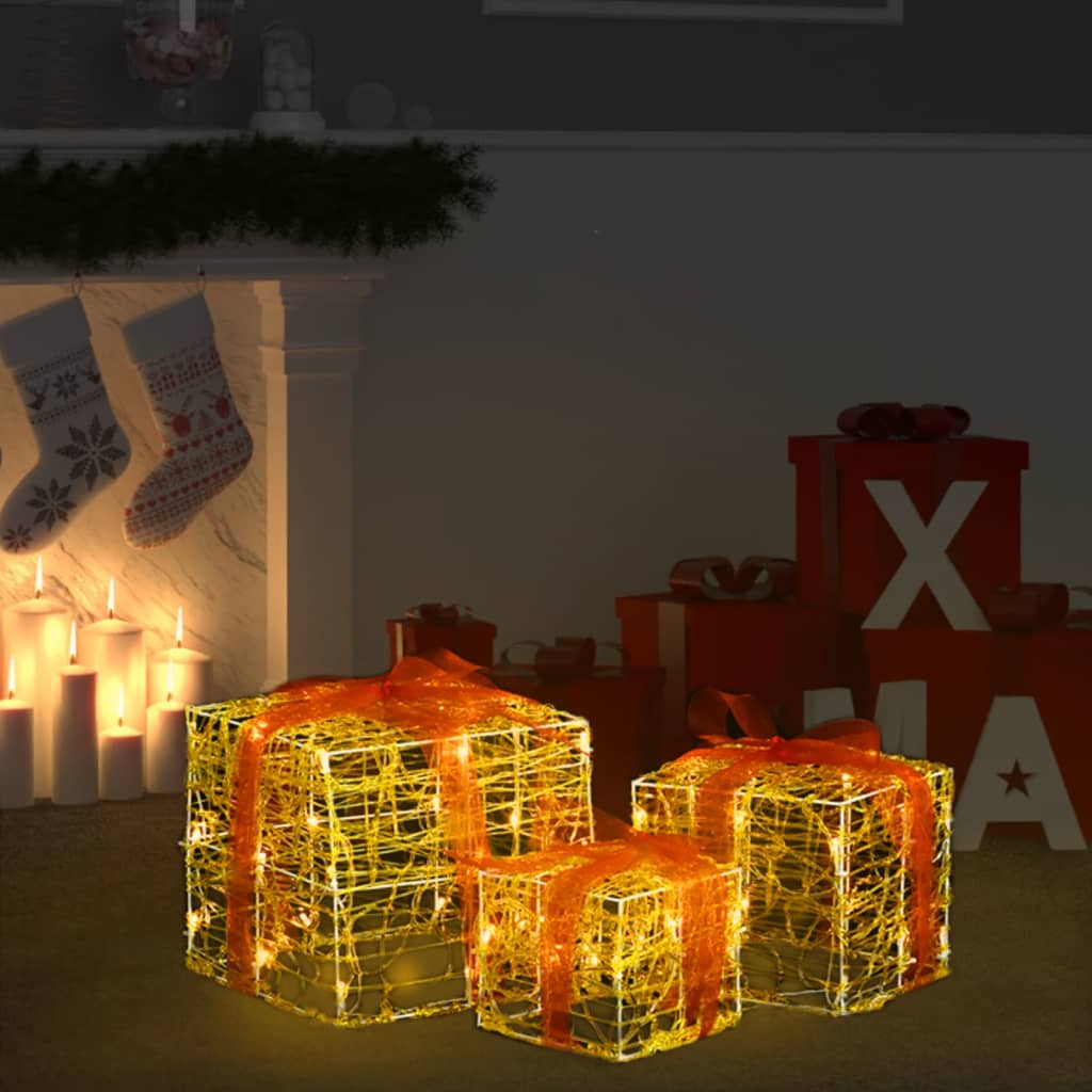 Decorative Acrylic Christmas Gift Boxes 3 Pcs Cold White