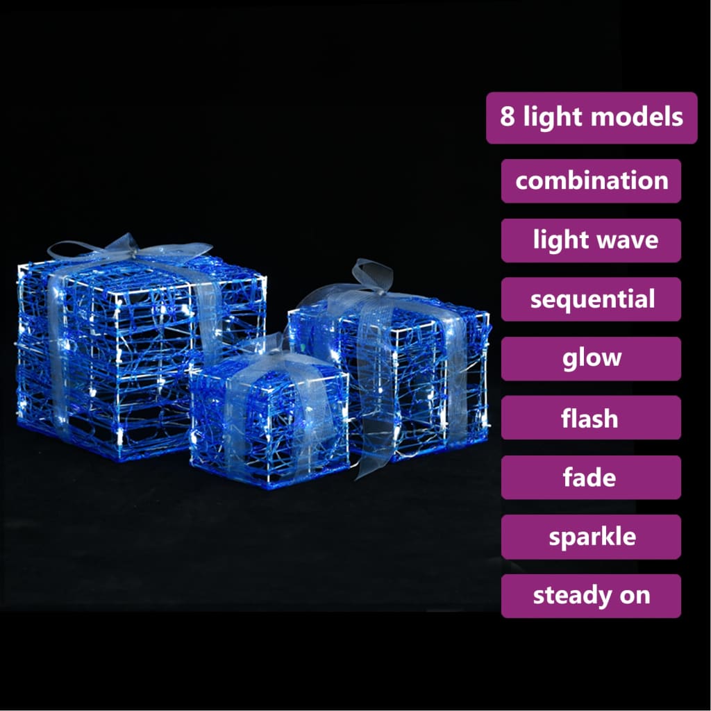 Decorative Acrylic Christmas Gift Boxes 3 Pcs Cold White