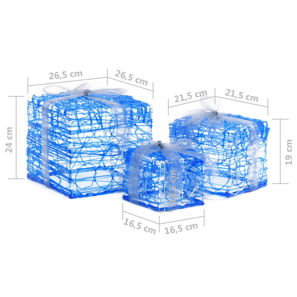 Decorative Acrylic Christmas Gift Boxes 3 Pcs Cold White