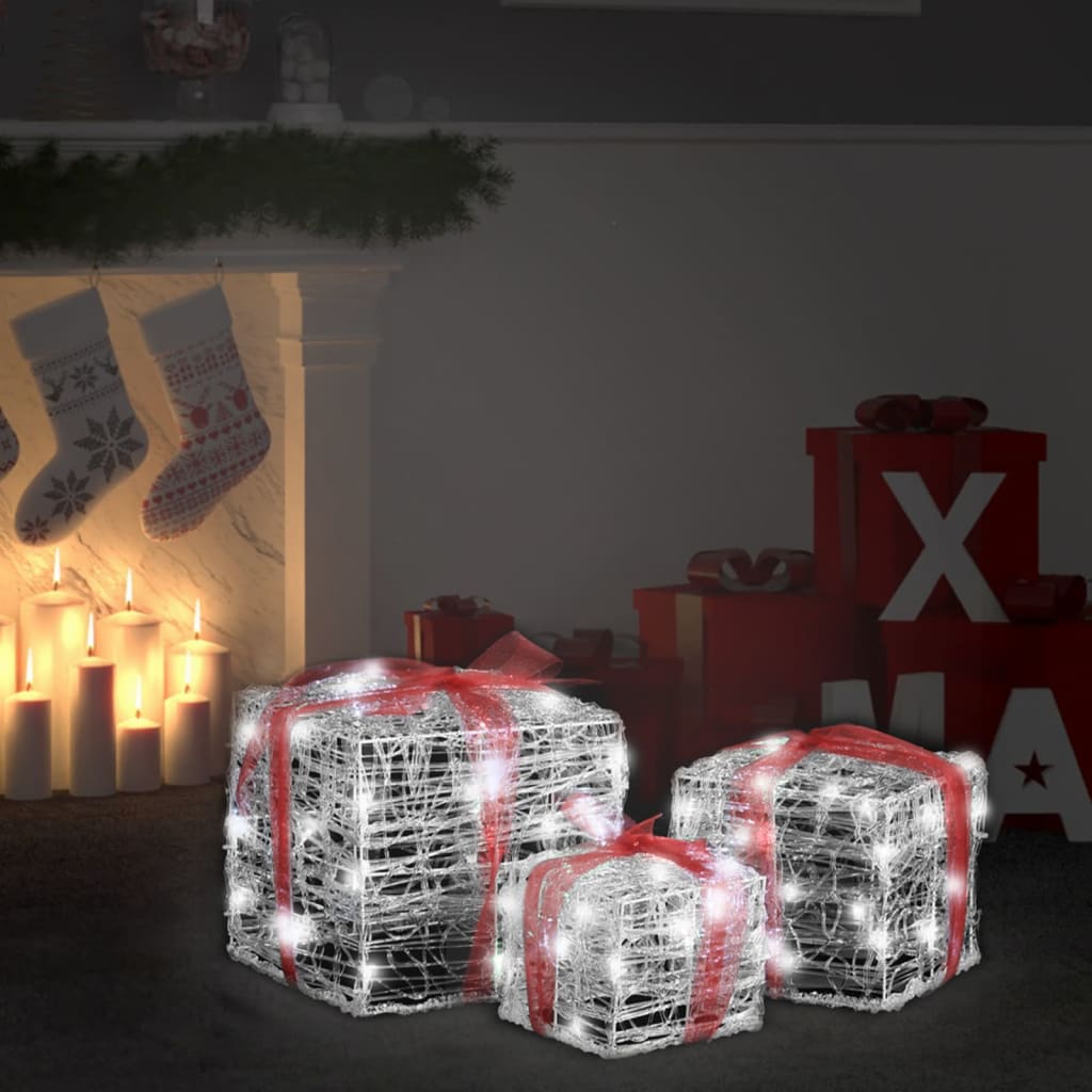 Decorative Acrylic Christmas Gift Boxes 3 Pcs Cold White