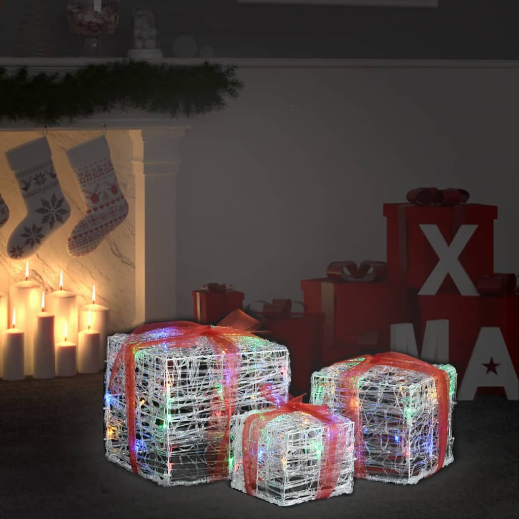 Decorative Acrylic Christmas Gift Boxes 3 Pcs Cold White