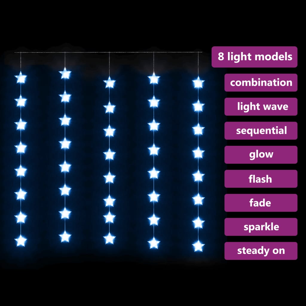 Led Star Curtain Fairy Lights 200 Led 8 Function