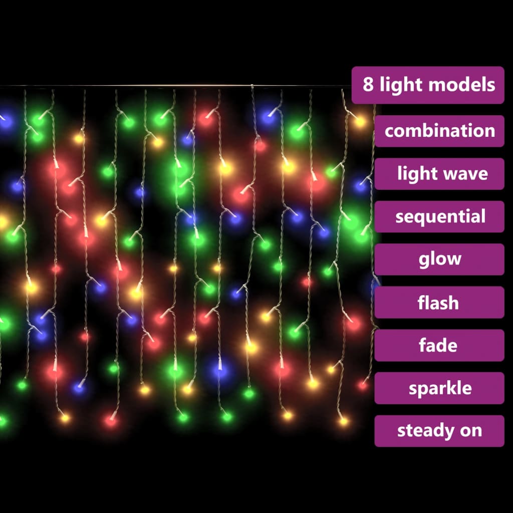 Led Curtain Icicle Lights 10M 400 Led 8 Function